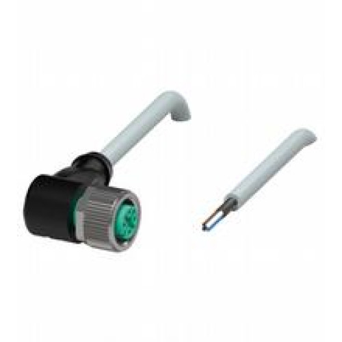 Female cordset single-ended M12 angled A-coded, 4-pin, PVC cable grey, shielded, Length: 10 m