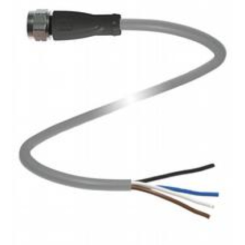 Female cordset single-ended M12 straight stainless steel 1.4404, A-coded, 4-pin, PVC cable grey, Length: 2 m