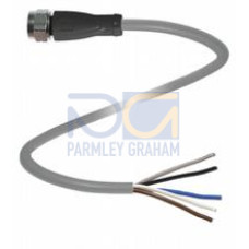 Female cordset single-ended M12 straight stainless steel 1.4404, A-coded, 5-pin, PUR cable grey, Length: 25 m