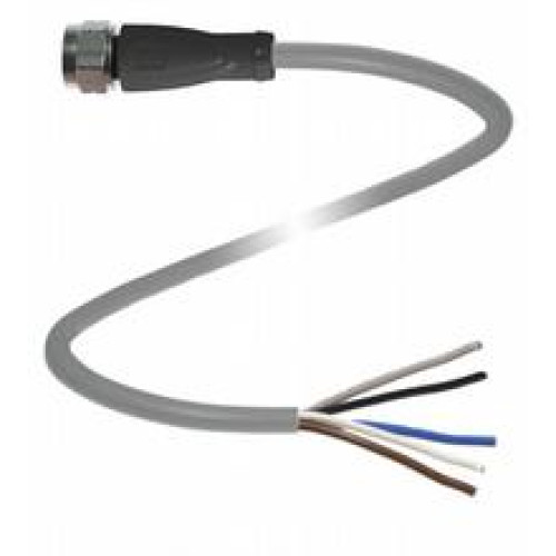 Female cordset single-ended M12 straight stainless steel 1.4404, A-coded, 5-pin, PUR cable grey, Length: 25 m
