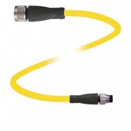 Cordset M12 socket straight to M8 plug straight A-coded, 3-pin, PVC cable yellow, UL approved, Length: 2 m