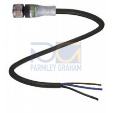 Female cordset single-ended M12 straight A-coded, LED 3-pin, PUR cable black, UL approved, drag chain suitable, torsion resistant, Length: 10 m