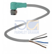 Female cordset single-ended M12 angled stainless steel 1.4404, A-coded, 5-pin, PVC cable grey, Length: 5 m