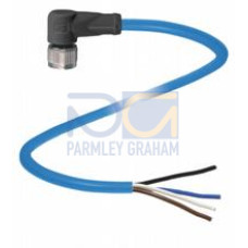 Female cordset single-ended M12 angled A-coded, 4-pin, PUR cable blue, NAMUR, Length: 15 m