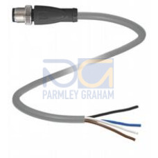 Male cordset single-ended M12 straight A-coded, 3-pin, PUR cable grey, Length: 10 m