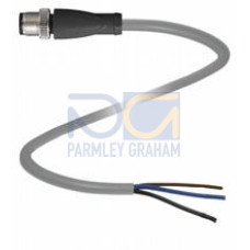 Male cordset single-ended M12 straight A-coded, 3-pin, PUR cable grey, Length: 15 m