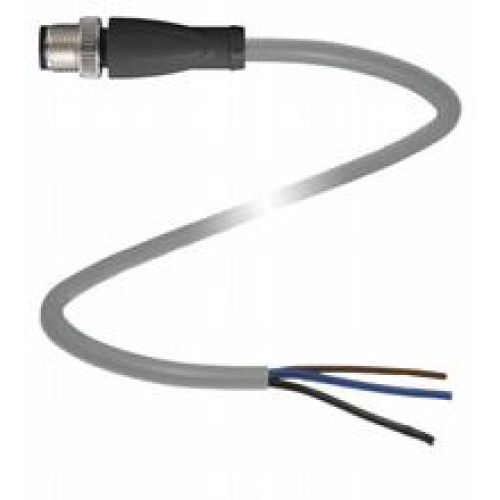 Male cordset single-ended M12 straight A-coded, 3-pin, PUR cable grey, Length: 15 m
