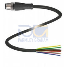 Male cordset single-ended M12 straight A-coded, 8-pin, PUR cable black, UL approved, Length: 5 m