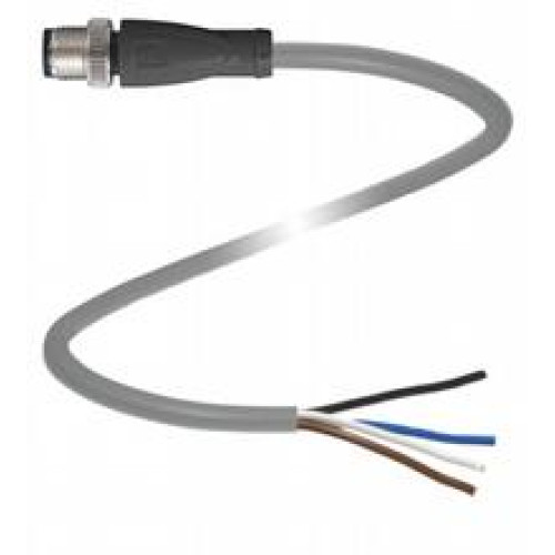 Male cordset single-ended M12 straight A-coded, 3-pin, PUR cable grey, Length: 2 m