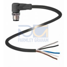 Male cordset single-ended M12 angled A-coded, 5-pin, PUR cable black, UL-approved, drag chain suitable, torsion resistant, Length: 5 m