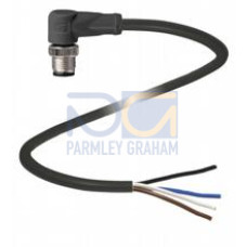 Male cordset single-ended M12 angled A-coded, 4-pin, PVC cable black, UL approved, Length: 5 m