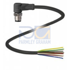 Male cordset single-ended M12 angled A-coded, 8-pin, PUR cable black, UL approved, Length: 5 m