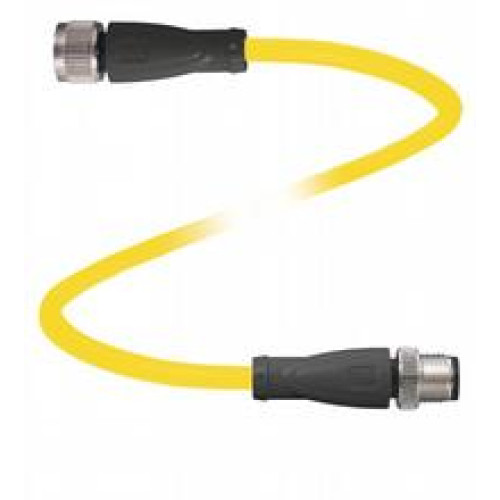 Cordset M12 socket straight to M12 plug straight A-coded, 4-pin, PUR cable yellow, UL approved, drag chain suitable, torsion resistant, Length: 2 m