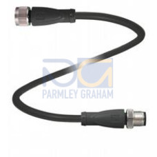 Cordset M12 socket straight to M12 plug straight A-coded, 5-pin, PUR cable black, UL-approved, drag chain suitable, torsion resistant, Length: 1 m