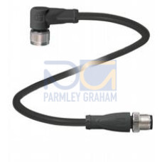 Cordset M12 socket angled to M12 plug straight A-coded, 5-pin, PUR cable black, UL-approved, drag chain suitable, torsion resistant, Length: 2 m