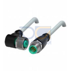 Cordset M12 socket angled to M12 plug straight A-coded, 5-pin, PVC cable grey, Length: 30 m