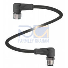 Cordset M12 socket angled to M12 plug angled A-coded, 5-pin, PUR cable black, UL-approved, drag chain suitable, torsion resistant, Length: 5 m