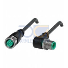 Cordset M12 socket straight to M12 plug angled A-coded, 4-pin, PUR cable weld spatter resistant black, UL approved, drag chain suitable, torsion resistant, Length: 5 m