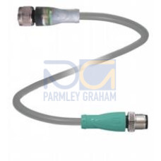 Cordset M12 socket straight A-coded LED 4-pin to M12 plug straight A-coded 4-pin, PUR cable black, UL approved, drag chain suitable, torsion resistant, Length: 2 m