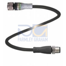 Cordset M12 socket straight A-coded LED 4-pin to M12 plug straight A-coded 4-pin, PUR cable black, UL approved, drag chain suitable, torsion resistant, Length: 1 m