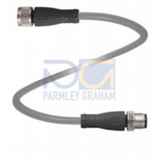 Cordset M12 socket straight to M12 plug straight A-coded, 4-pin, PUR cable grey, shielded, Length: 15 m
