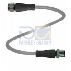 Cordset M12 socket straight to M12 plug straight stainless steel 1.4404, A-coded, 4-pin, PVC cable grey, Length: 2 m