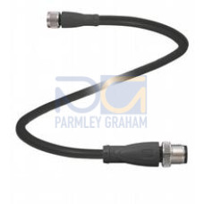 Cordset M8 socket straight to M12 plug straight A-coded, 3-pin, PUR cable black, UL approved, drag chain suitable, torsion resistant, Length: 10 m