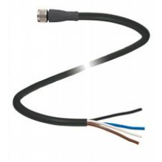 Female cordset single-ended M8 straight A-coded, 4-pin, PUR cable black, UL approved, drag chain suitable, torsion resistant, Length: 2 m