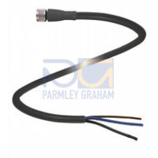 Female cordset single-ended M8 straight A-coded, 3-pin, PUR cable black, UL approved, drag chain suitable, torsion resistant, Length: 3 m