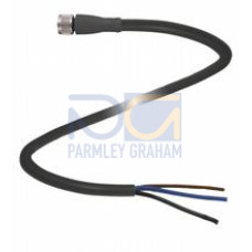 Female cordset single-ended M8 straight A-coded, 3-pin, PUR cable black, UL approved, drag chain suitable, torsion resistant, Length: 15 m