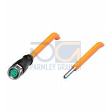 Female cordset single-ended M8 straight A-coded, 4-pin, PUR cable weld spatter resistant orange, UL approved, drag chain suitable, torsion resistant, Length: 5 m