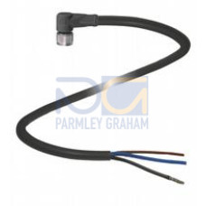 Female cordset single-ended M8 angled A-coded, 3-pin, PVC cable black, UL approved, Length: 2 m