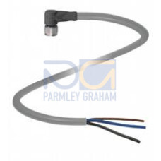 Female cordset single-ended M8 angled A-coded, 3-pin, PVC cable black, UL approved, Length: 5 m