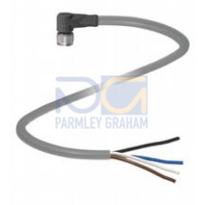 Female cordset single-ended M8 angled A-coded, 4-pin, PVC cable grey, Length: 15 m