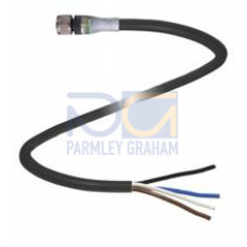 Female cordset single-ended M8 straight A-coded, LED 4-pin, PUR cable black, UL-approved, drag chain suitable, torsion resistant, Length: 5 m