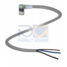 Female cordset single-ended M8 angled A-coded, LED 3-pin, PUR cable grey, Length: 15 m