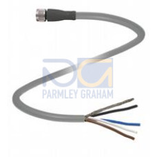 Female cordset single-ended M8 straight A-coded, 3-pin, PVC cable grey, shielded, Length: 5 m