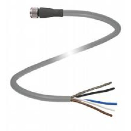 Female cordset single-ended M8 straight A-coded, 3-pin, PVC cable grey, shielded, Length: 5 m