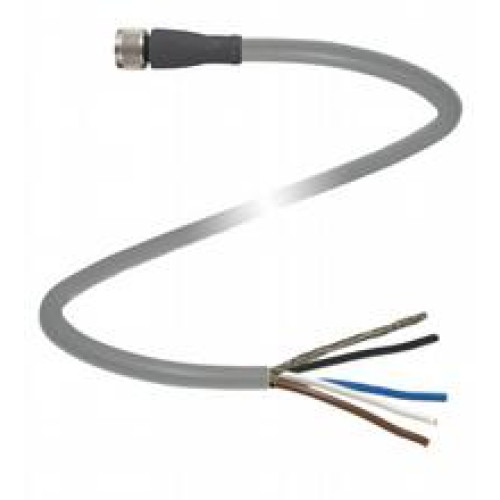 Female cordset single-ended M8 straight A-coded, 4-pin, PUR cable grey, shielded, Length: 5 m