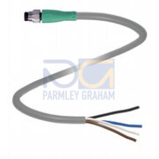 Male cordset single-ended M8 straight A-coded, 4-pin, PUR cable grey, Length: 3 m