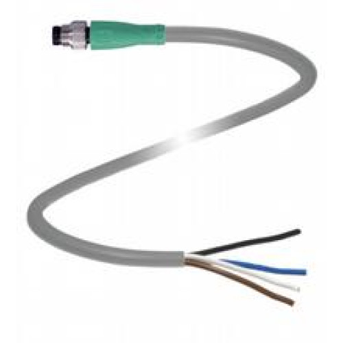 Male cordset single-ended M8 straight A-coded, 4-pin, PUR cable grey, Length: 3 m