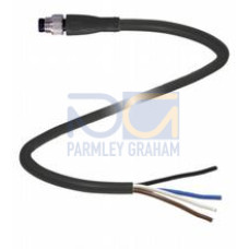 Male cordset single-ended M8 straight A-coded, 4-pin, PUR cable black, UL-approved, drag chain suitable, torsion resistant, Length: 8 m