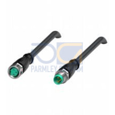 Cordset M8 socket straight to M8 plug straight A-coded, 3-pin, PVC cable black, UL approved, Length: 1 m