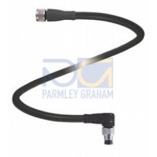 Cordset M8 socket straight to M8 plug angled A-coded, 3-pin, PUR cable black, UL-approved, drag chain suitable, torsion resistant, Length: 5 m