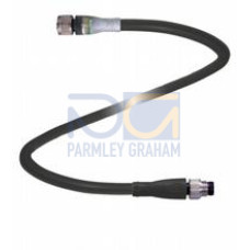 Cordset M8 socket straight A-coded LED 3-pin to M8 plug straight A-coded 3-pin, PUR cable black, UL-approved, drag chain suitable, torsion resistant, Length: 1 m