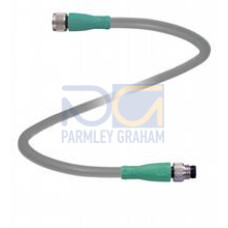 Cordset M8 socket straight to M8 plug straight A-coded, 4-pin, PUR cable grey, shielded, Length: 1 m