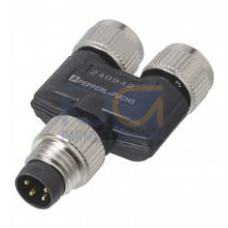 Y-Splitter M8 plug 4-pin to 2x M8 socket 3-pin
