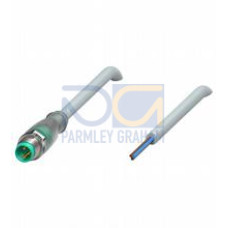 Male cordset single-ended M8 straight A-coded, LED 3-pin, PVC cable grey, Length: 2 m