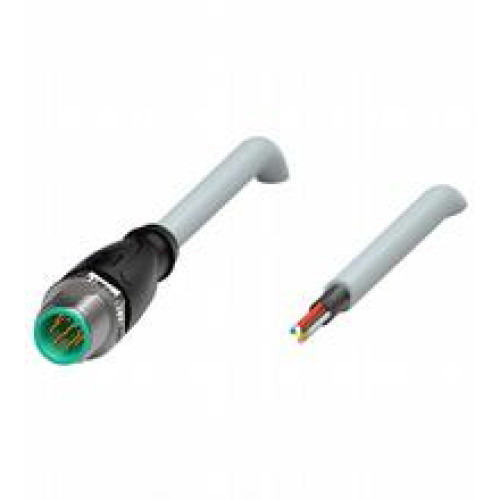 Male cordset single-ended M12 straight A-coded, 8-pin, PUR cable grey, shielded, Length: 2 m