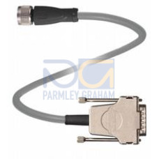 Adapter cable M12 socket straight A-coded 4-pin to Sub-D-plug 15-pin, PUR cable grey, shielded, Length: 5 m